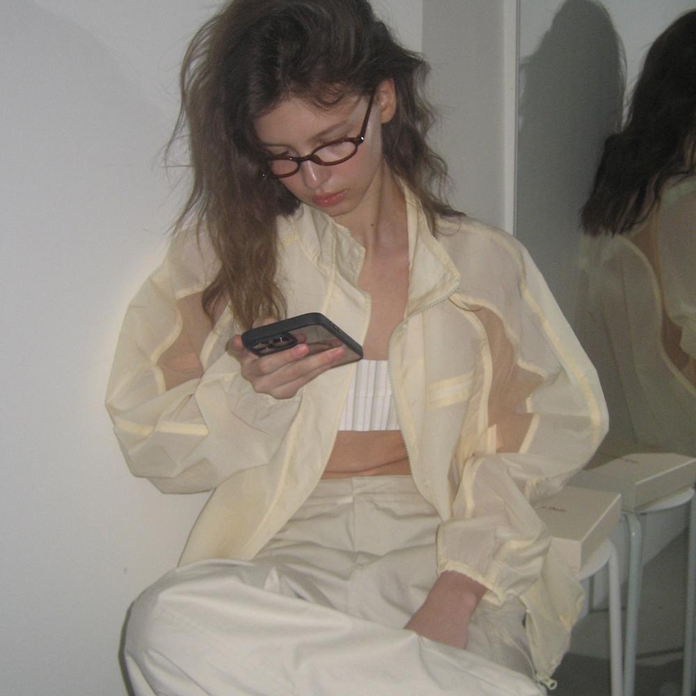 INCISION NYLON BLOUSON JUMPER_BUTTER/BEIGE