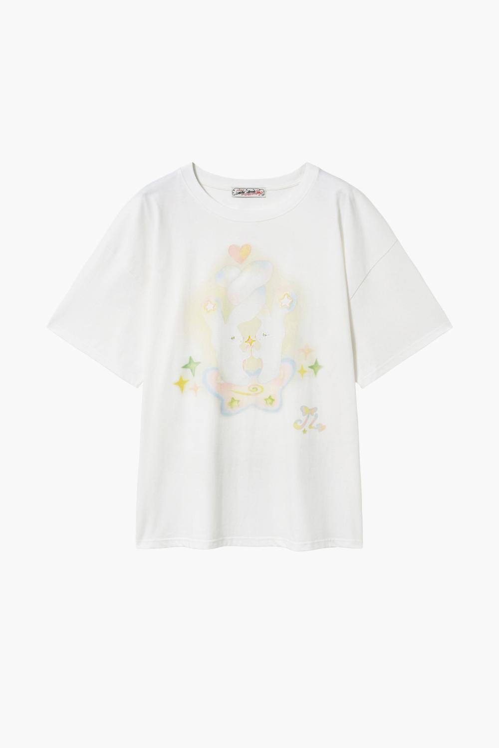 [JOLIE LAIDE x PLASTICPECO] Starlight bunny twins t-shirt (White)