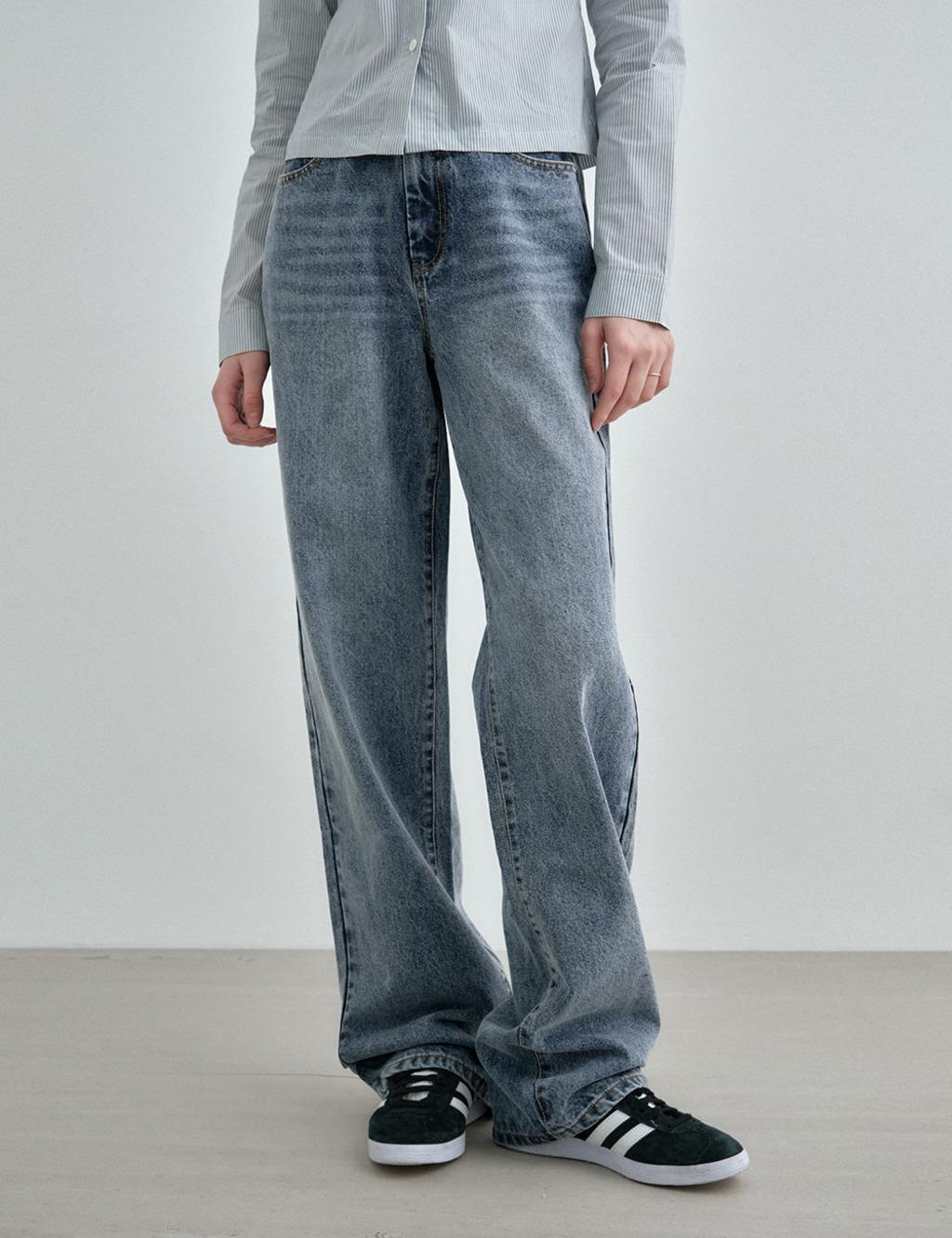 데님 스트레이트 팬츠 미드블루 MDPT054MIDBLUE