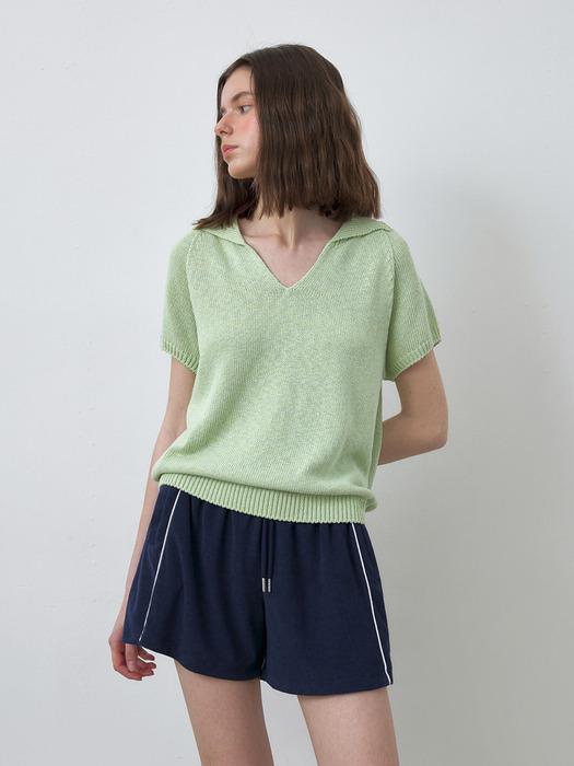 HOLGARMENT OPEN COLLAR KNIT [MINT]