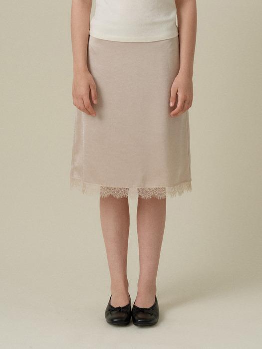 AILE SATIN LACE SKIRT_CREAM BEIGE