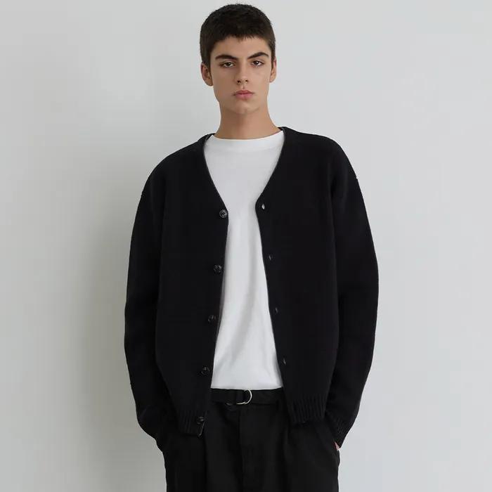 V NECK LAYERED CARDIGAN BK