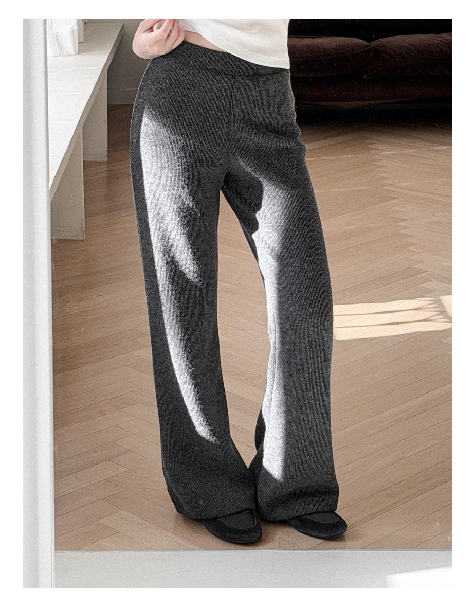 데케드 리브 골지 팬츠 [차콜]