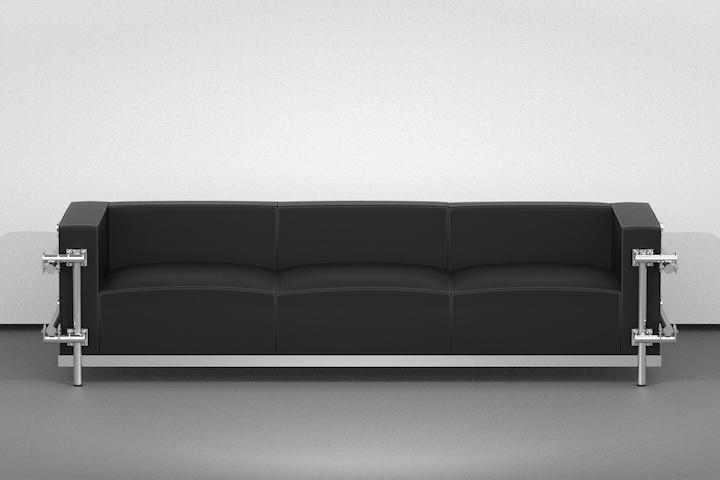 BELLUCA Ashiba Milano Black 3-seat Sofa