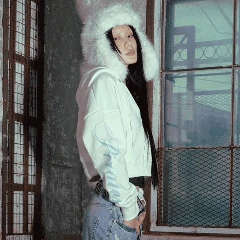 [SUCKMYKISS] Cat Pirates Hoodie zip-up ,white