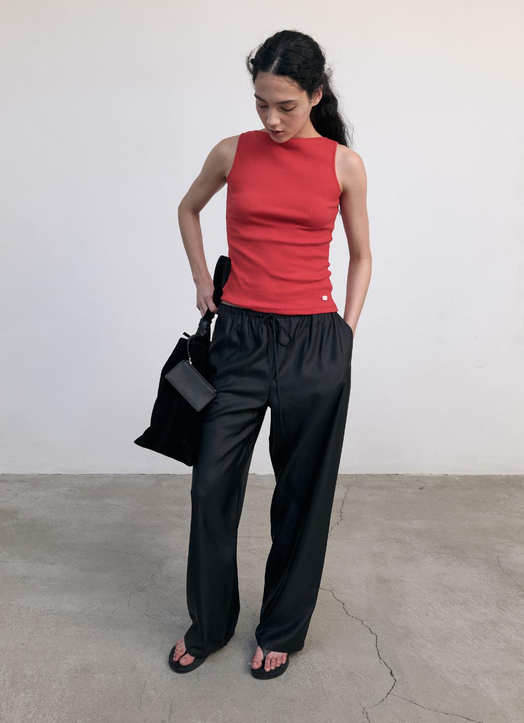25SS SATIN DRAWSTRING PANTS / BLACK