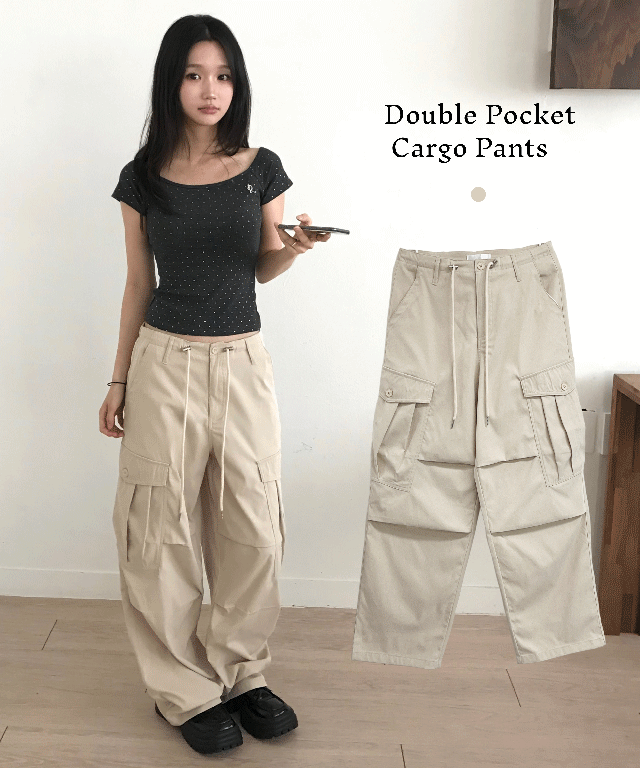 유색 [기획🖤/퀄리티보장] 피넛 스트링 벨트 파라슈트 카고 팬츠