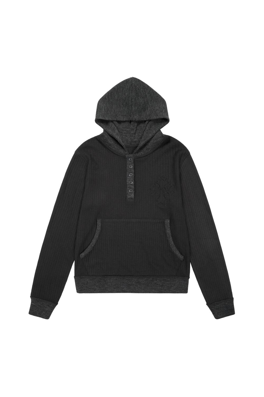 CROS2 Contrast Button Hoodie (Black)