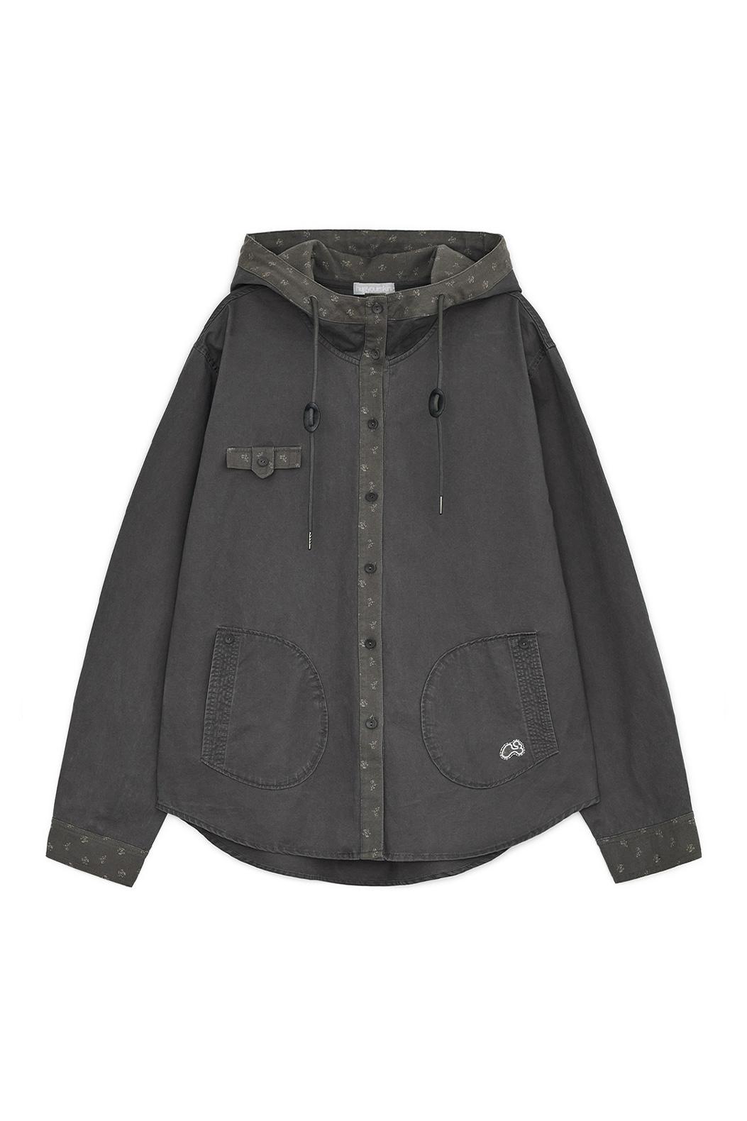 Hooded shirt jacket (Brown)