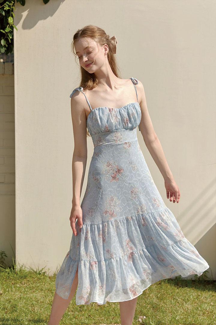 Daphne flower dress Sky Blue