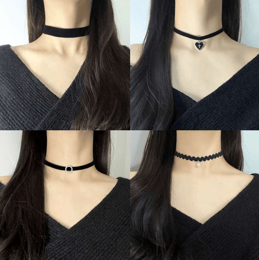 [당일출고/신상추가ღ/자체제작] 벨벳 가죽 비즈 블랙 초커목걸이 레드 레이스 초크 목걸이 33종