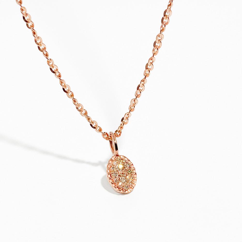 14k 18k 타르트 오벌 꼬냑 다이아 팬던트 목걸이 - 여성 선물 레이어드 심플 코인