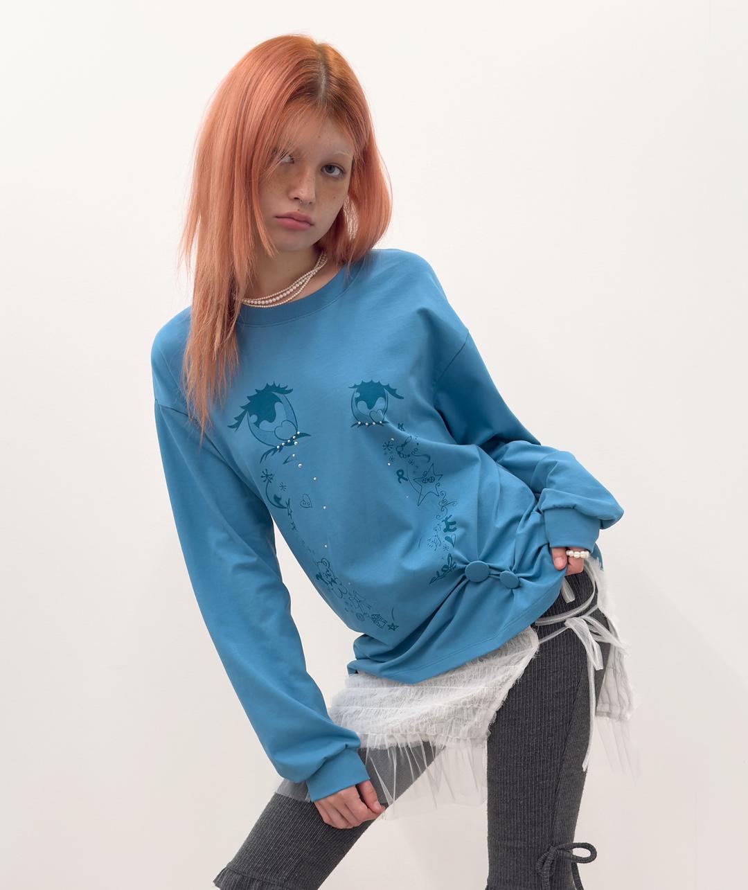 Cry Eyes Ruched Top [Blue]