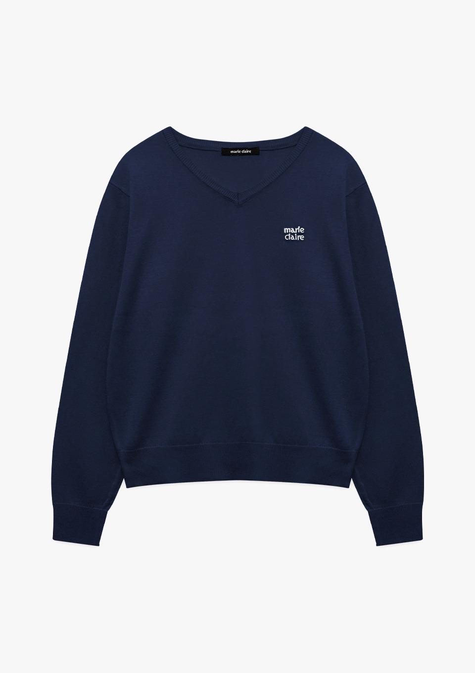 베이직 로고 브이넥 니트(MAGAKN01MNY)