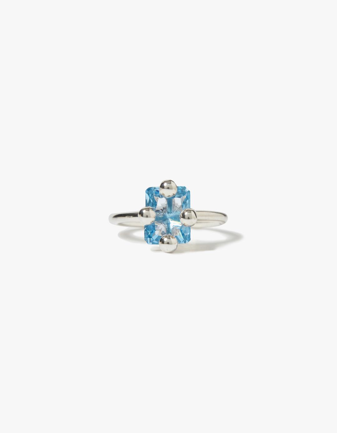 SQUARE CUBIC RING_S [AQUAMARINE/WHITE/YELLOW]
