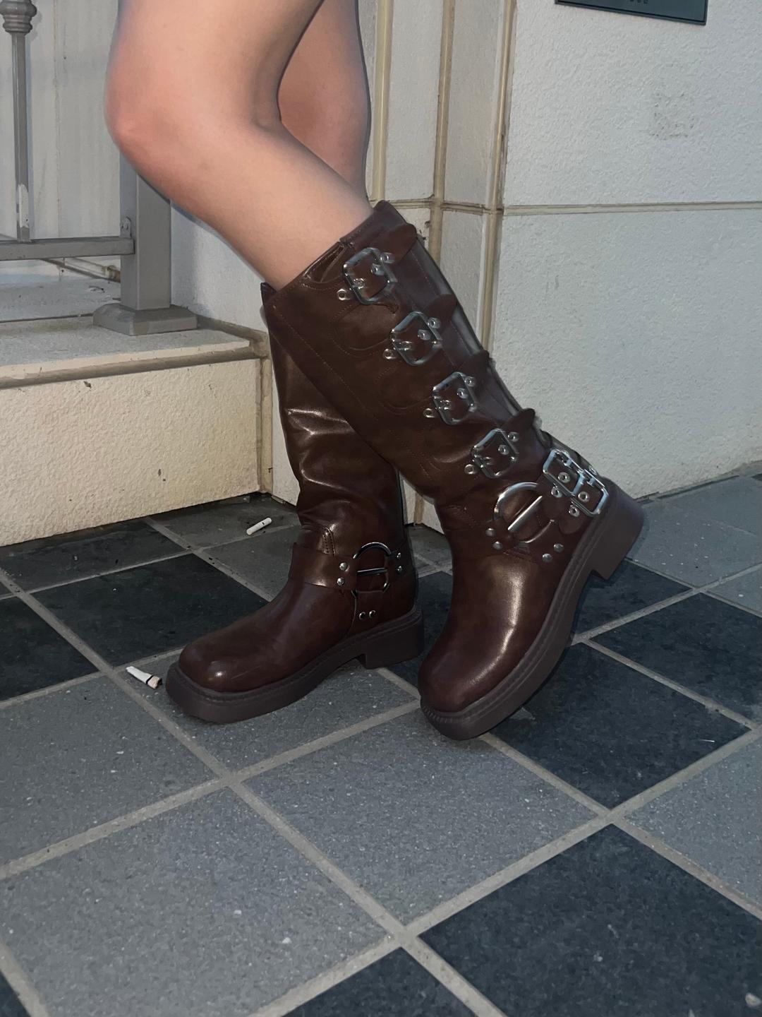 Buckle long boots (2 color)