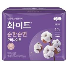 화이트 순한 순면 오버나이트 생리대 날개형
