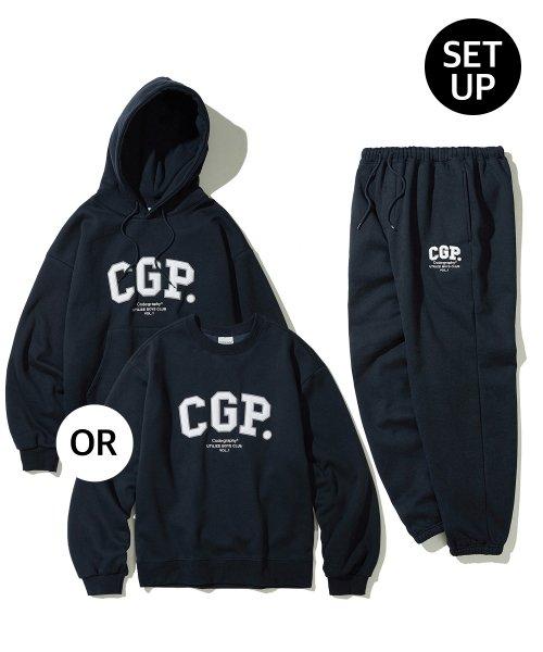 [SET][논기모ver] (맨투맨 OR 후드 선택) CGP 아치 로고 트레이닝 셋업_네이비