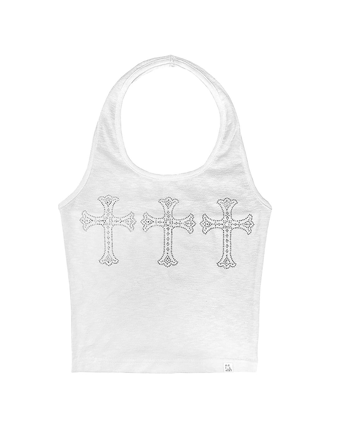 ROZE HALTERNECK TOP - WHITE