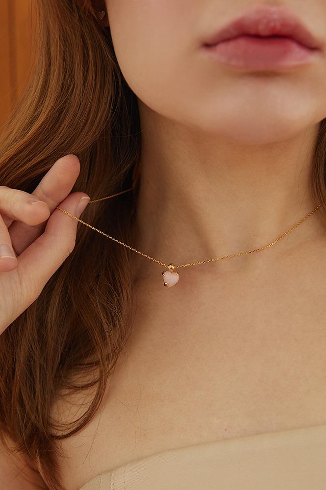 [SILVER 925] GEMSTONE HEART NECKLACE (3colors) AN223007