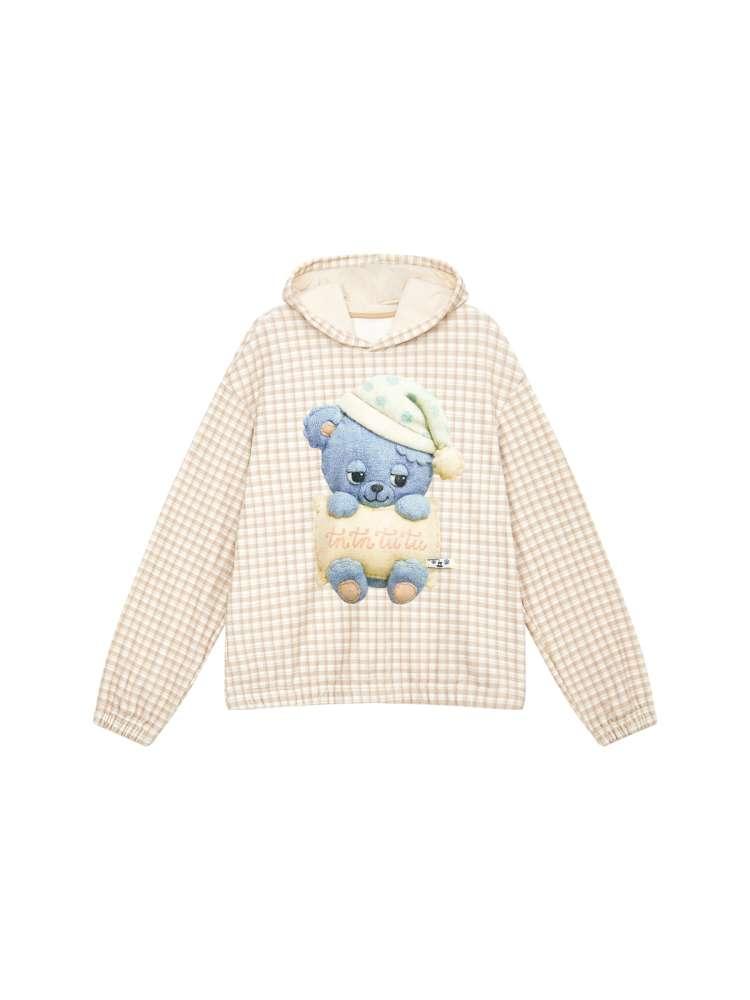 Sleep Bear Suede Hooded Sweatshirt【s0000014509】