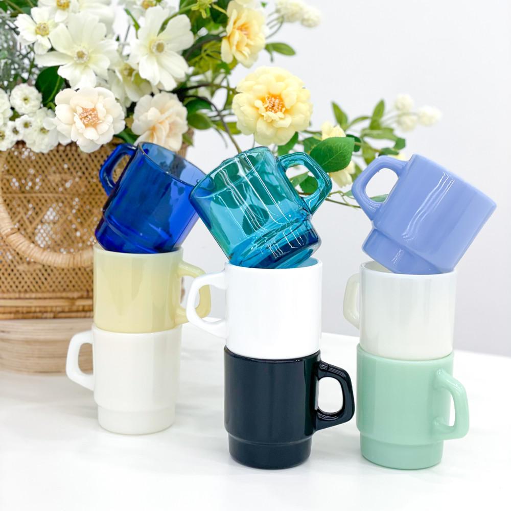 2단 밀크글라스 머그컵 250ml 유리컵 잔 굿즈 주문 제작 전사인쇄