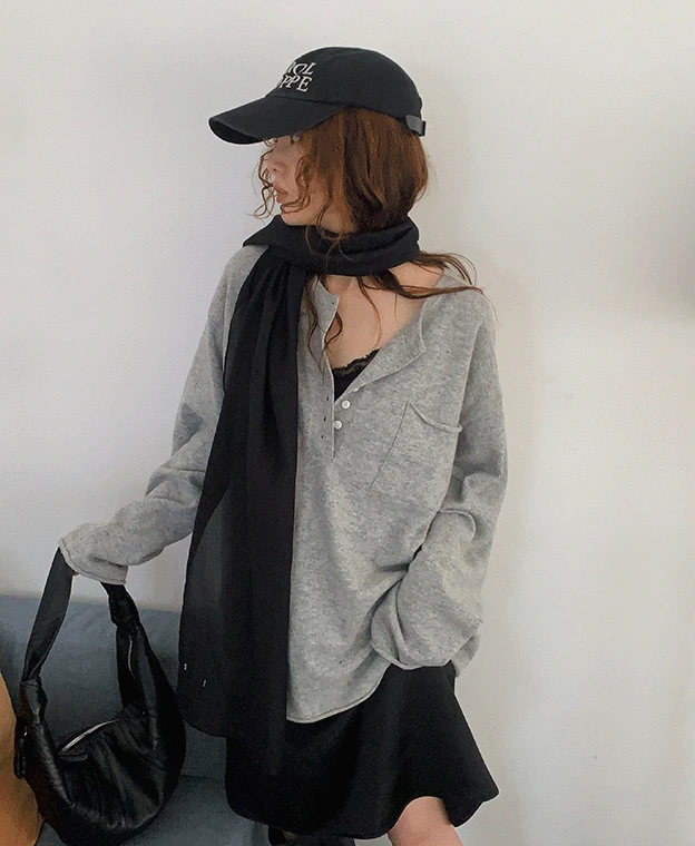 오버 루즈 헨리넥 니트 (2color)