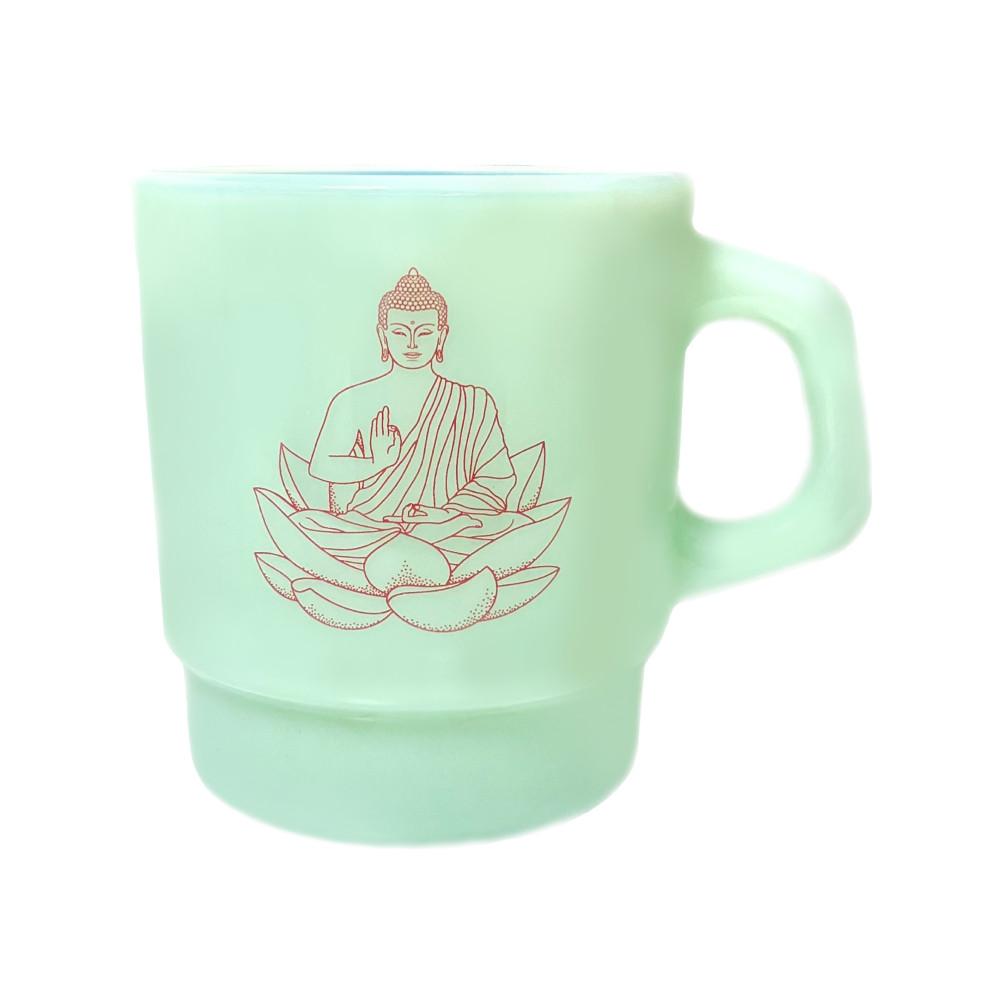 strange temple milk glass