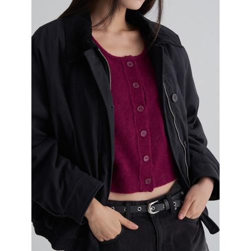 코듀로이 칼라 패디드 보머 재킷  네이비