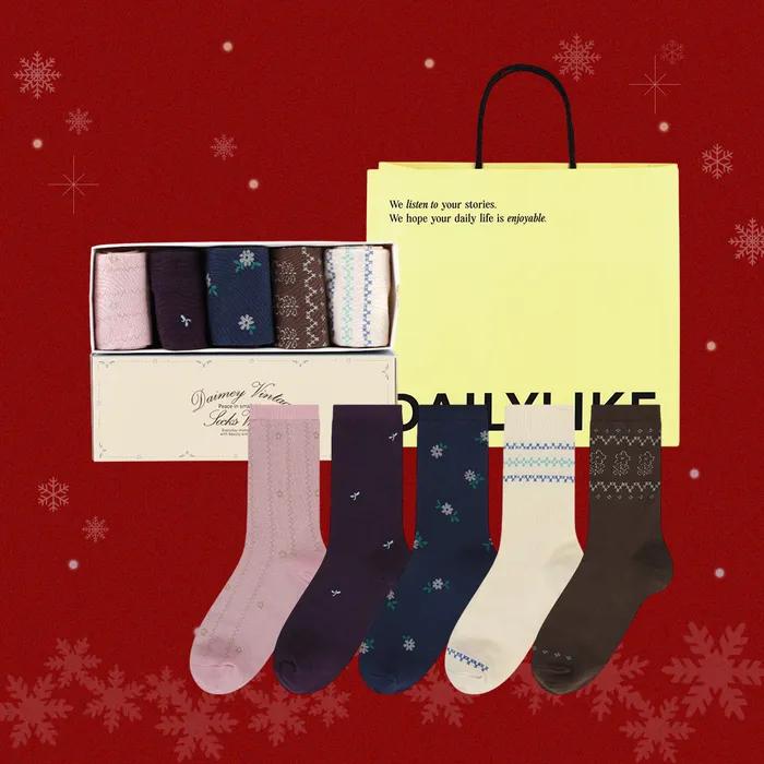 [선물세트] 데이미 빈티지 삭스 우먼 5P - 01 Goody (크리스마스/연말선물) + 쇼핑백 증정