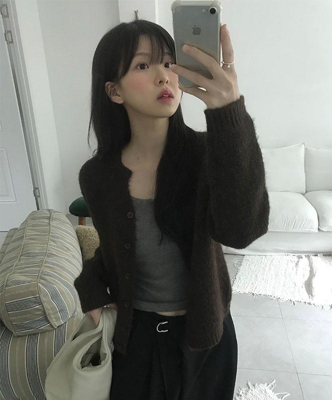 니어웨어 [⛄겨울신상/당일발송] 언유즈얼리 몽글 브이넥 가디건 (5color)/여리핏/울가디건/데이트룩/하객룩