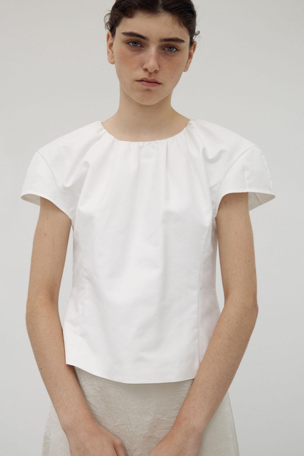 Tie-back Balloon Blouse, White