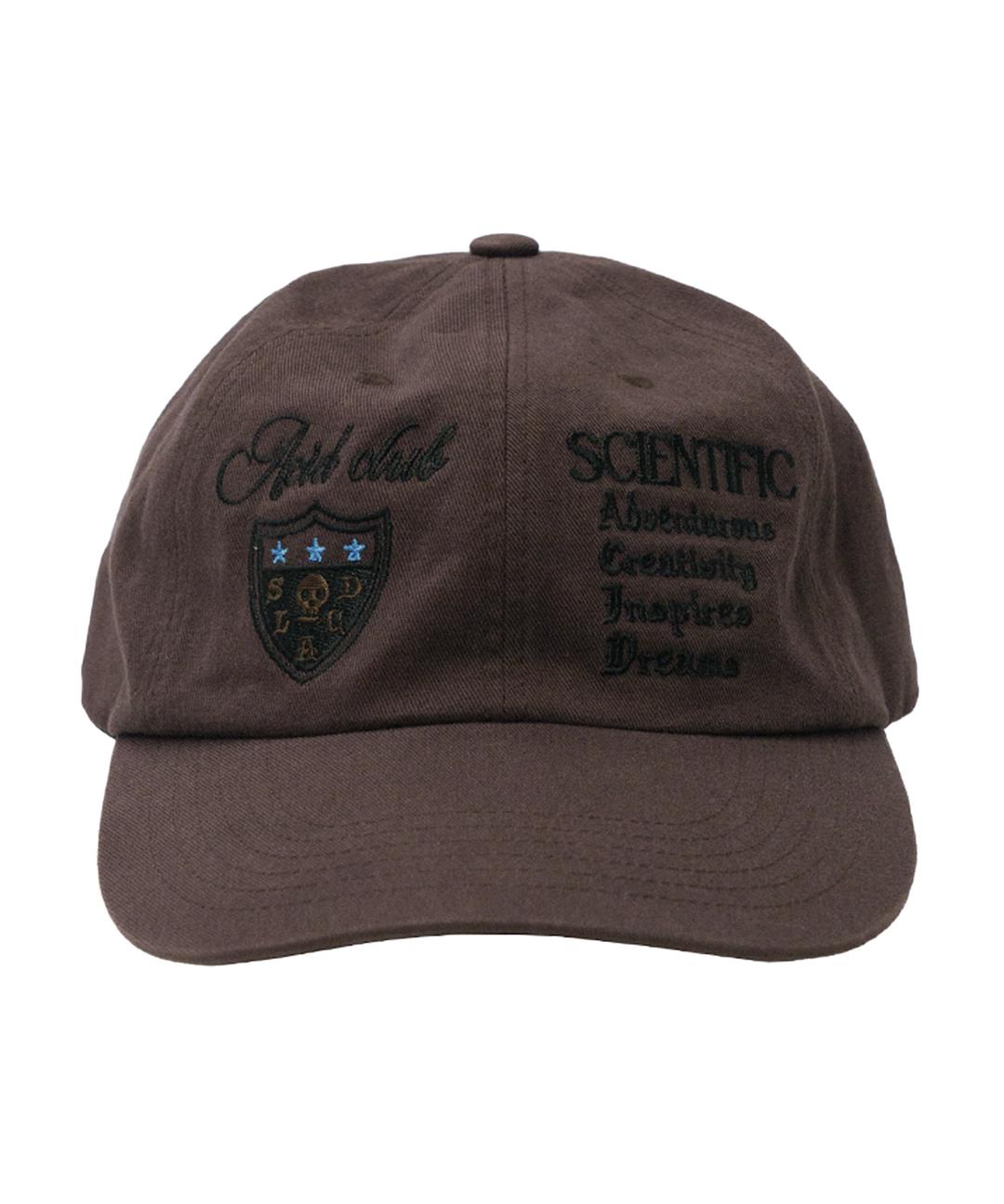 VINTAGE WASHED BADGE EMBROIDERED BALL CAP [BROWN]