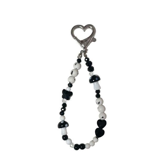 black mushroom beaded keyring [블랙 머쉬룸 비즈키링]