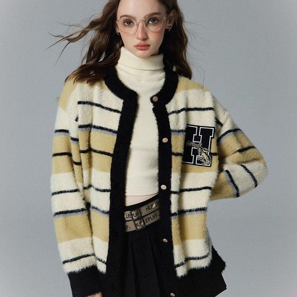 KYOUKO 쿄우코 해리포터 유니크 날씬해보이는 예쁜라인 루즈핏 라운드넥 니트 가디건