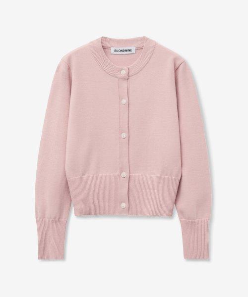 클래식 라운드 니트 가디건_핑크
