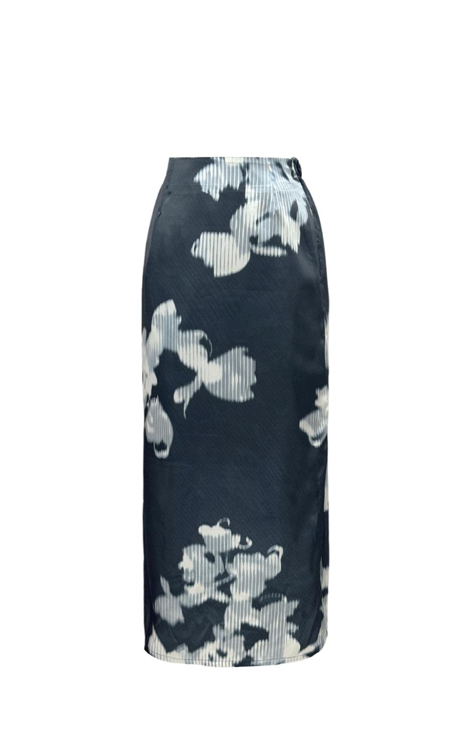 Satin flower maxi skirt refurb