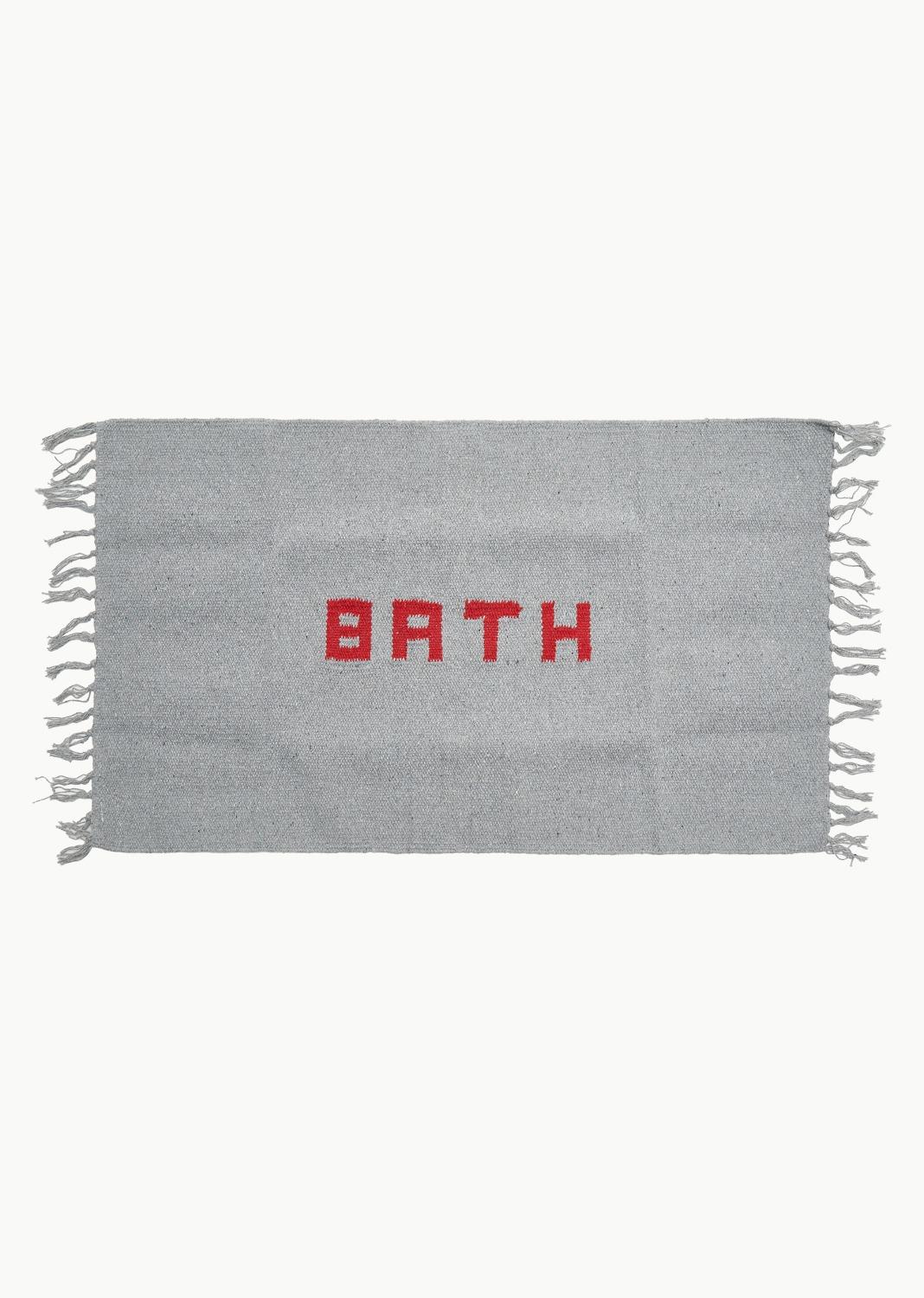 handloomed recycle yarn bath mat, grey