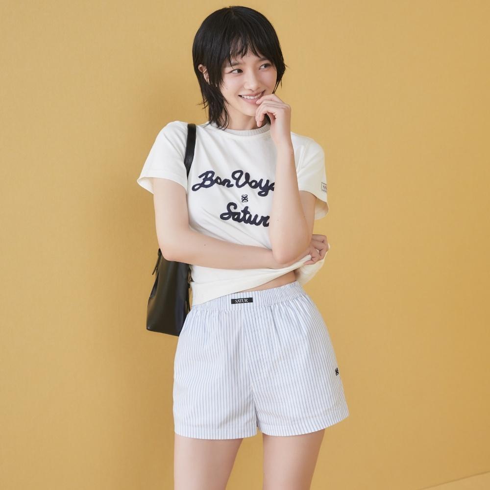 [박규영PICK](W) 세터 로고 자수 보야지 반팔 티셔츠 리조트 아이보리