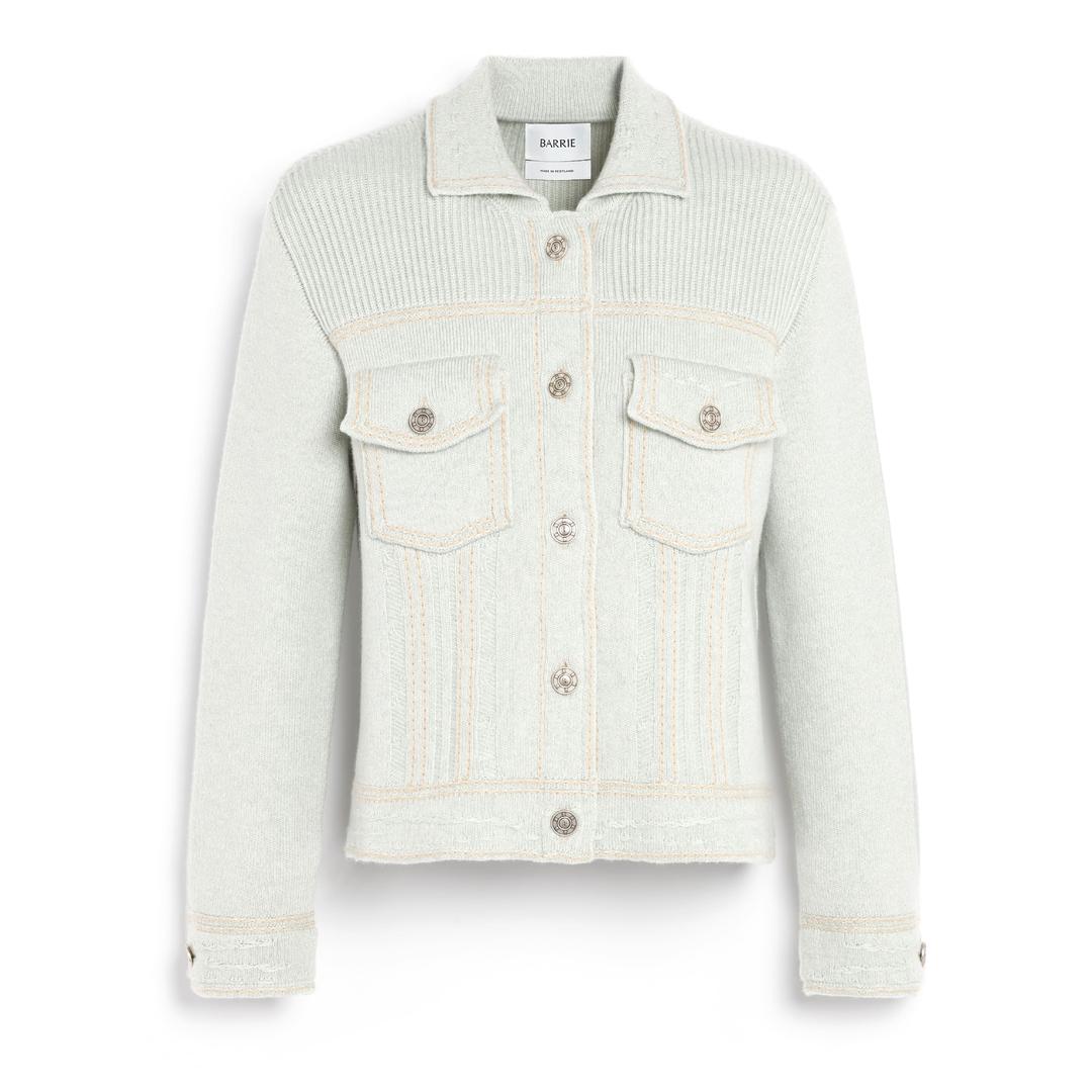 Denim fitted cashmere and cotton jacket - blue / L