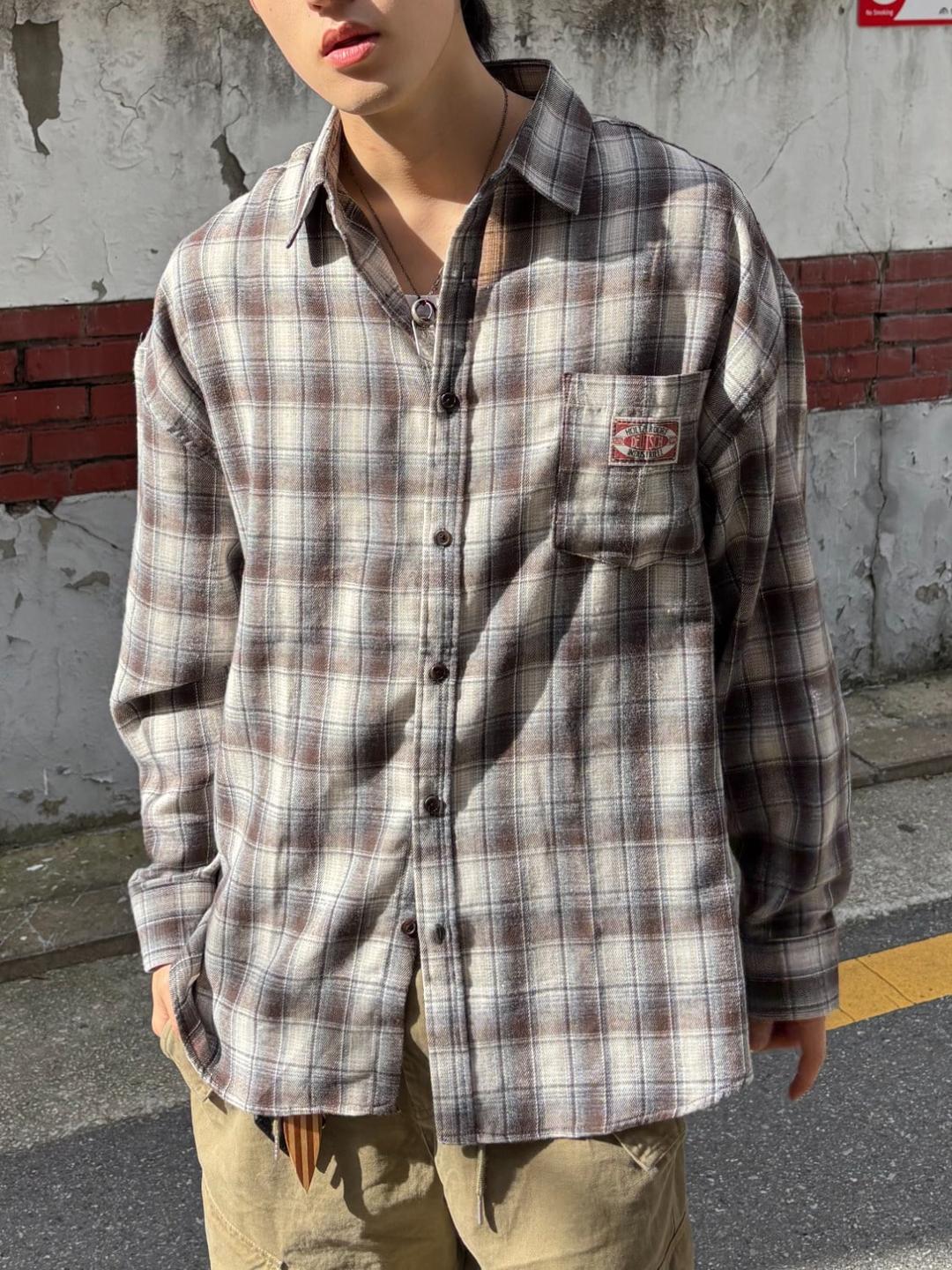 빈티지 패치 체크셔츠 2C
