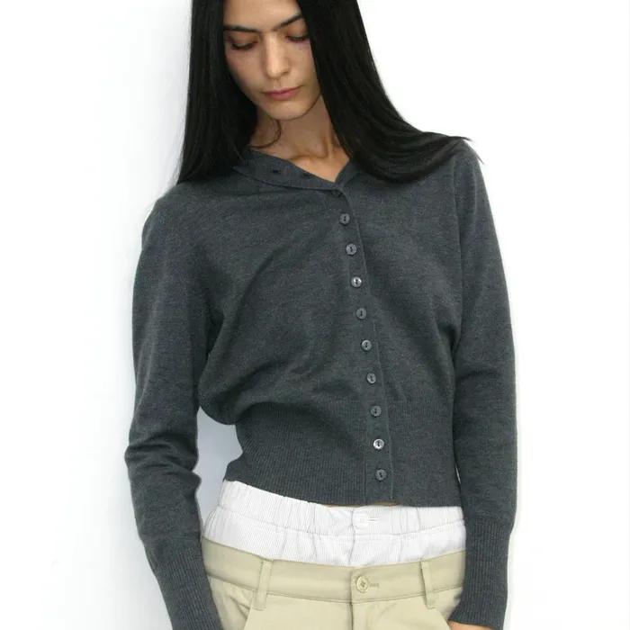 PWC HOODED BUTTON UP CARDIGAN_CHARCOAL MELANGE