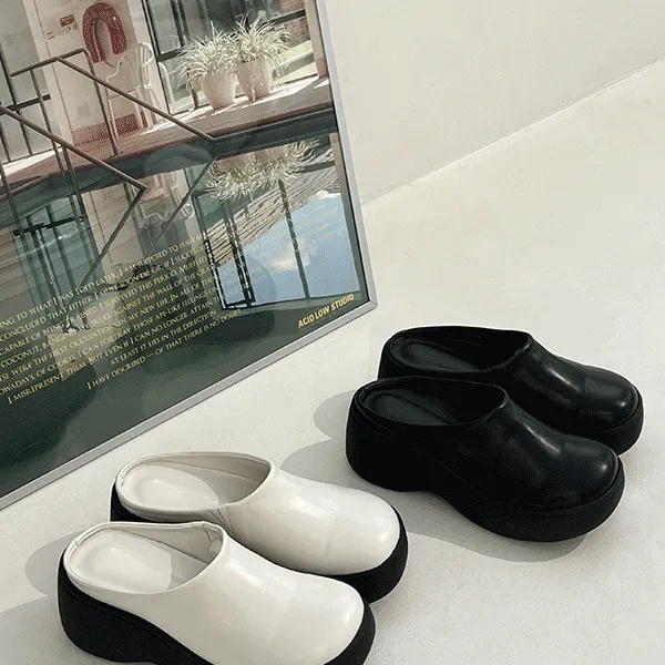 베이직 통굽 뮬 슬리퍼