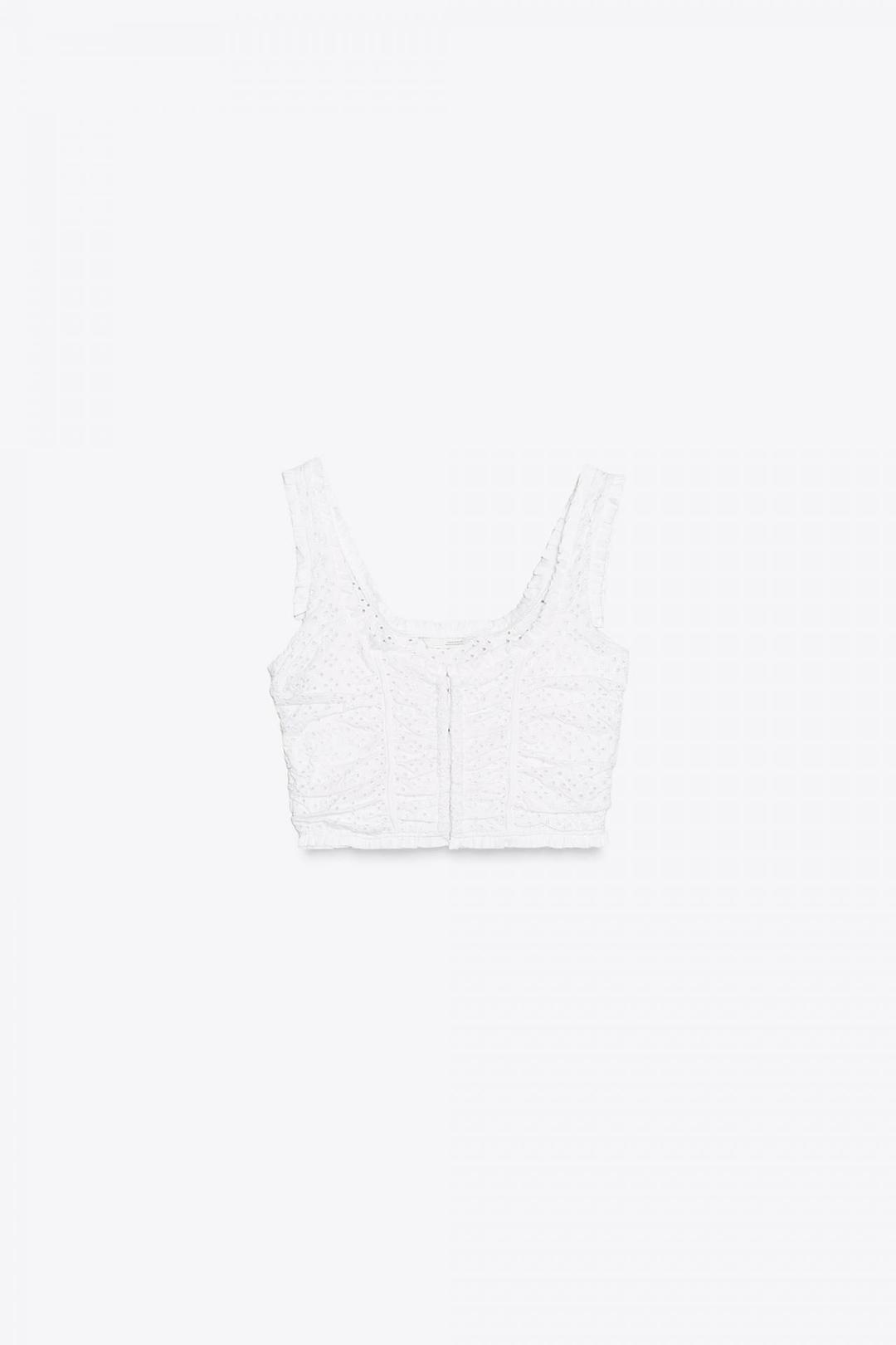 스페인샵 자라 펀칭 자수 탑 4174/380 WHITE