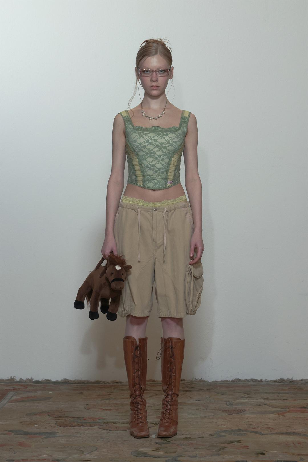 Team Mary Corset Top Green/Lemon