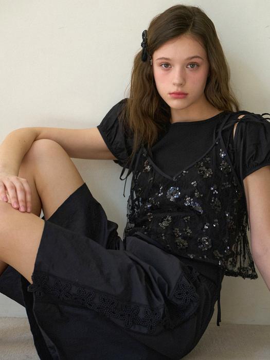 Sparkle Bustier Sleeveless Top [Black]