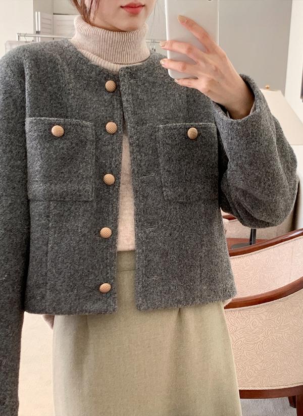 シルク混ノーカラージャケット・p447643