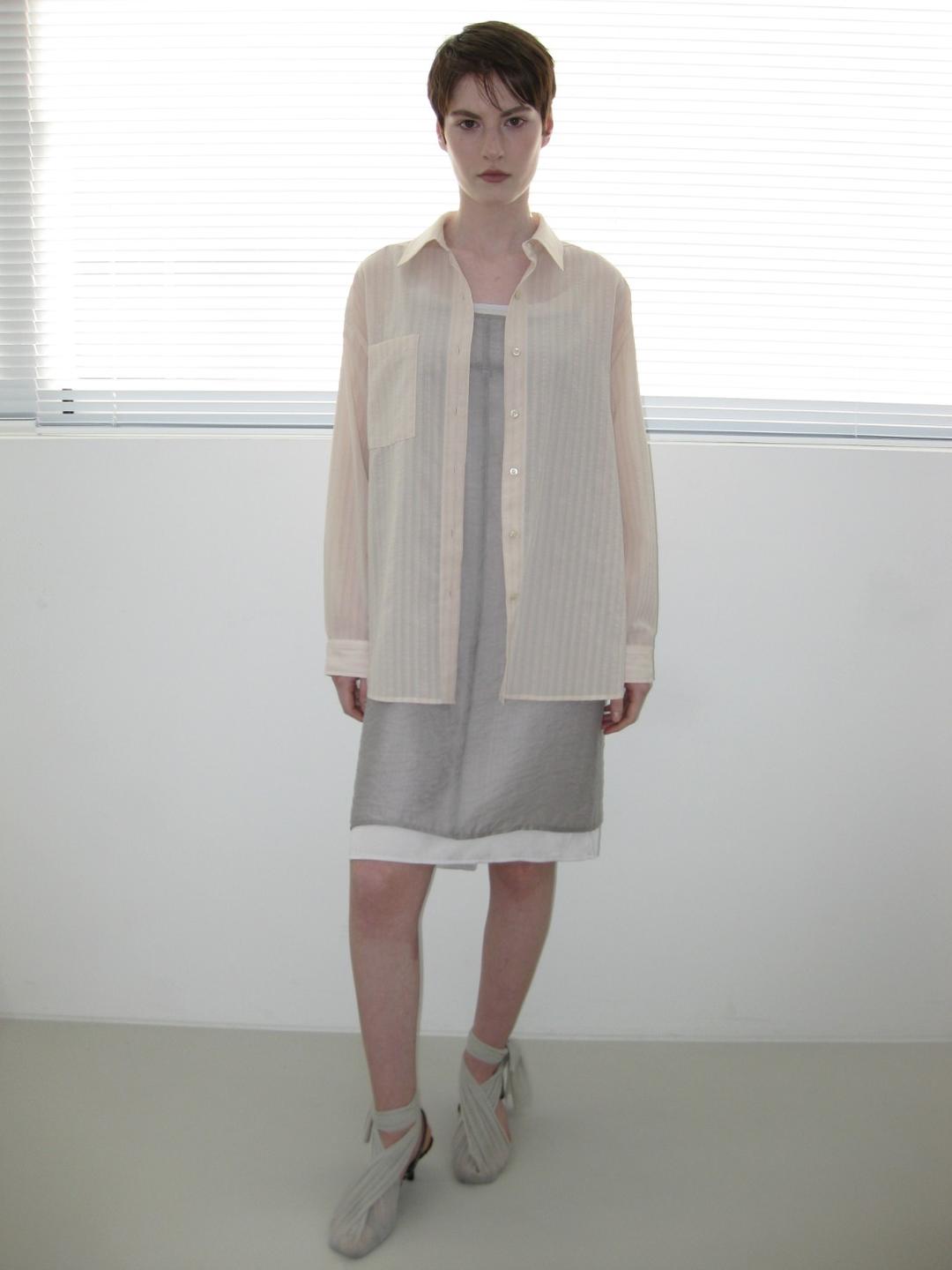 STRIPE SHEER SHIRTS, WARM BEIGE