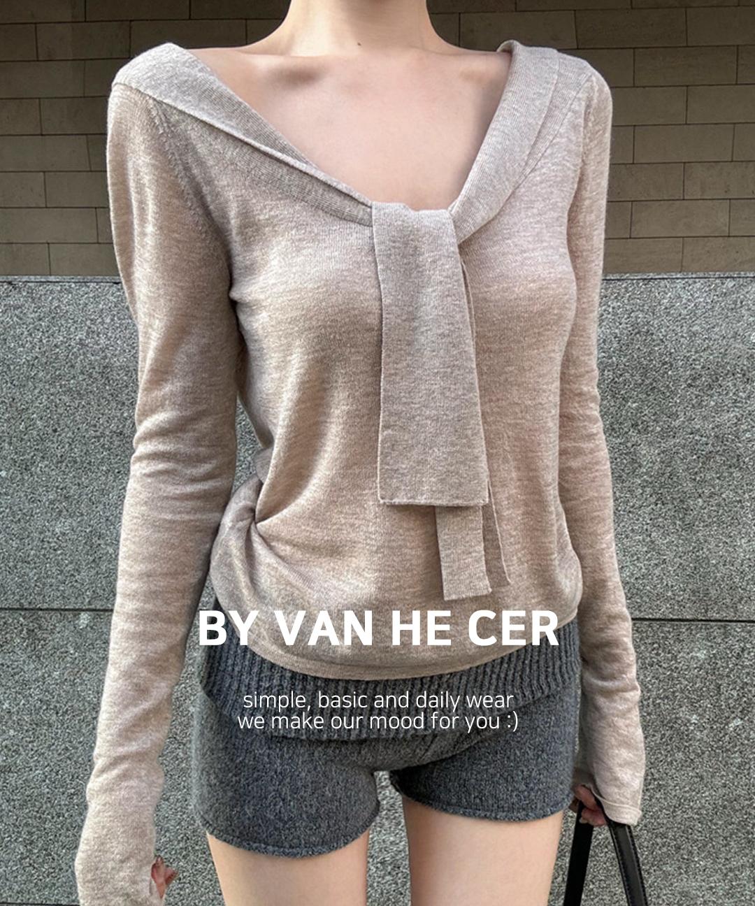 반해써 [데이트룩✨울100%/여리핏♡] 스카프 타이 오프숄더 니트 긴팔티셔츠 T#YW1258