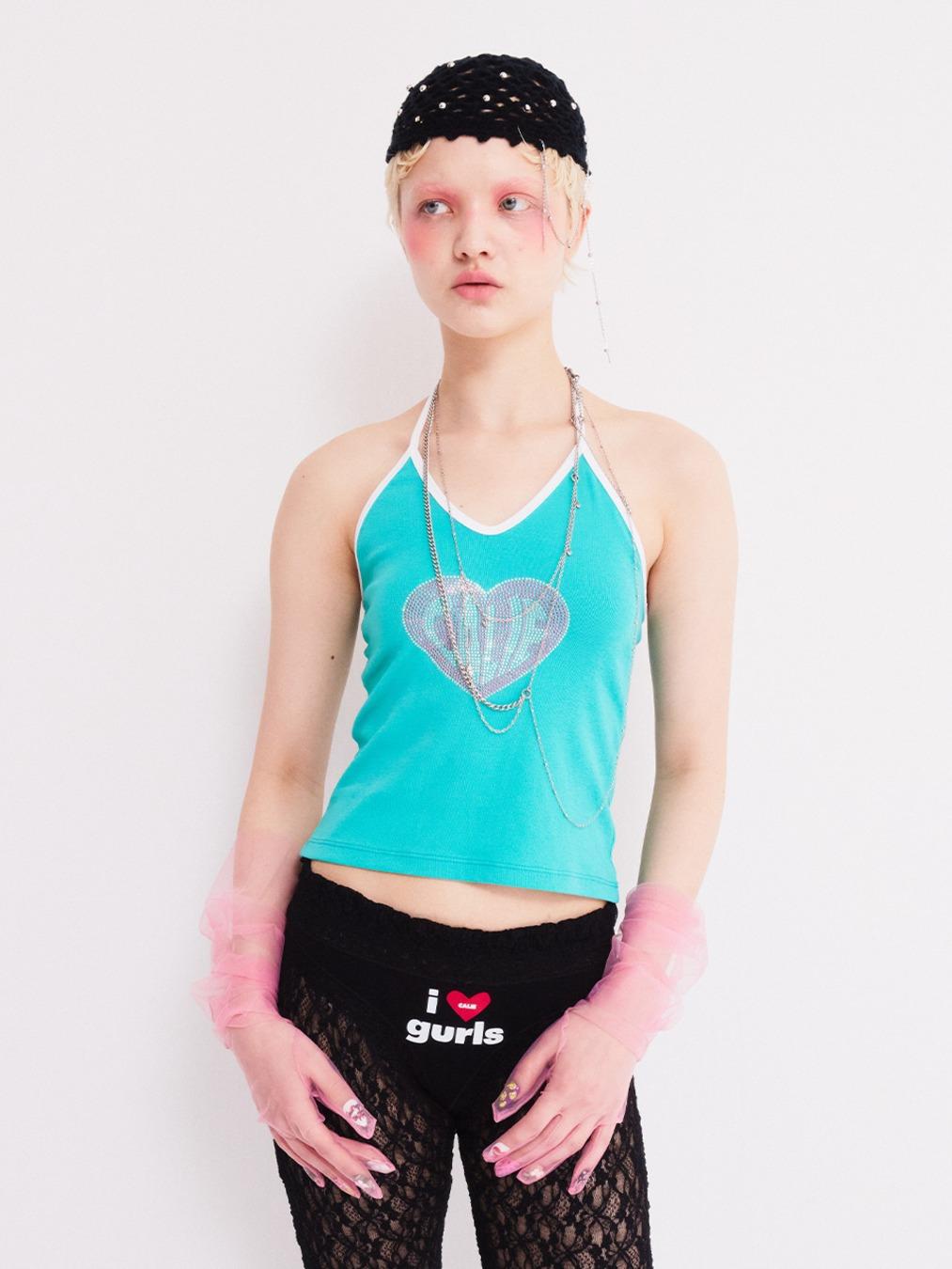 CALIE HOTFIX HALTERNECK SLEEVELESS TEAL